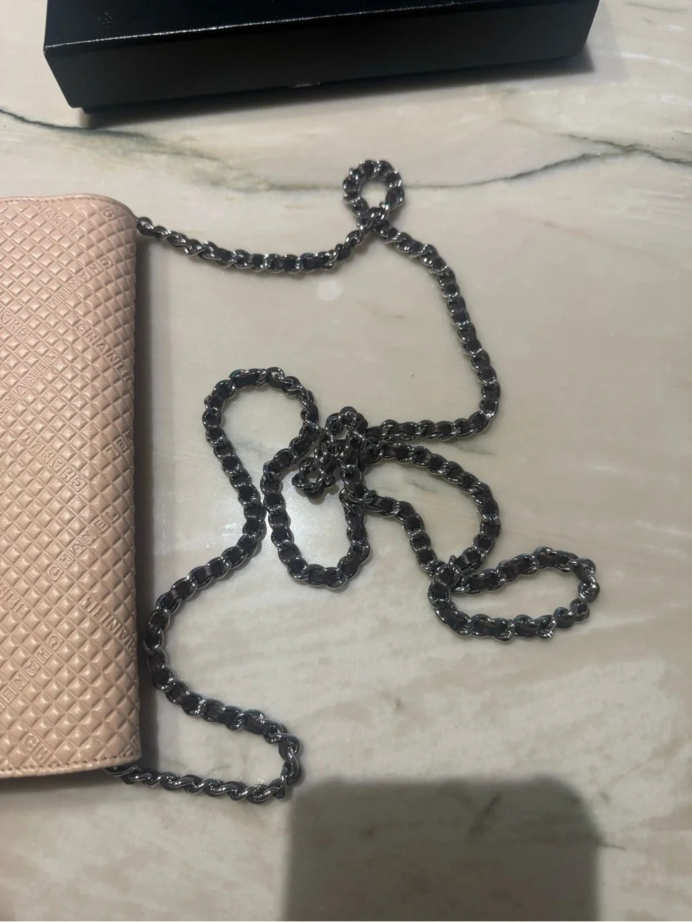 CHANEL Beige Quilted Leather Crossbody Wallet-on-Chain